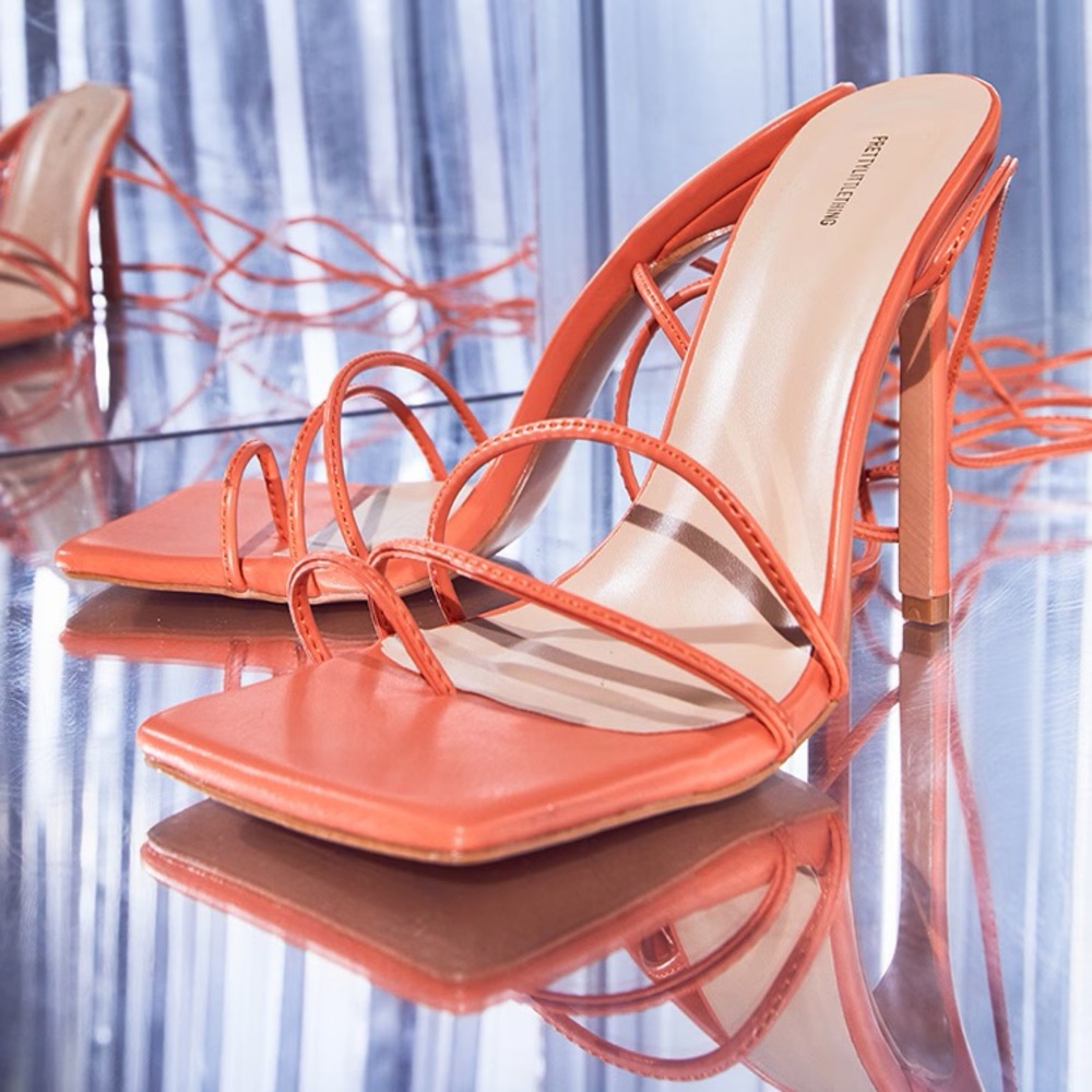 PrettyLittleThing Vibrant Orange Strappy Heels